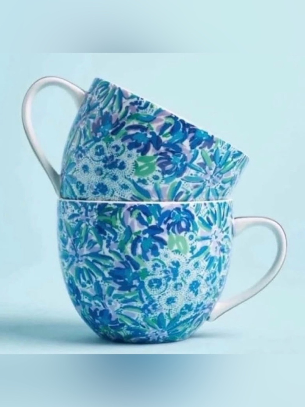 Lilly Pulitzer Ceramic Floral Mugs Set Of 2